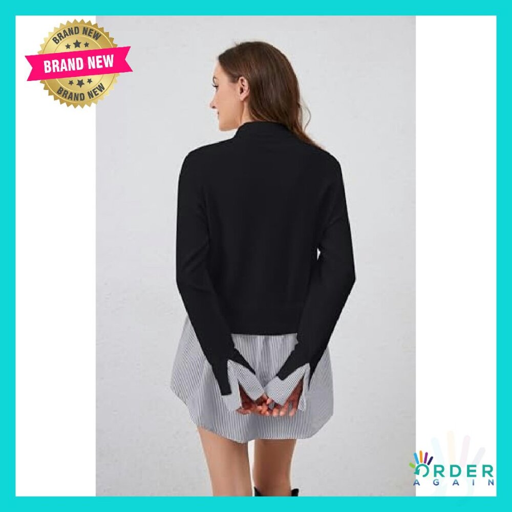 Slit Turtleneck Patchwork Sweater Asymmetrical He… - image 6